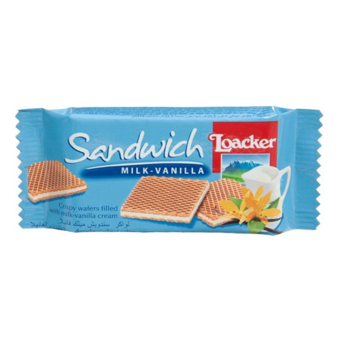 LOACKER SANDWICH WAFERS MILK VANILLA 25G